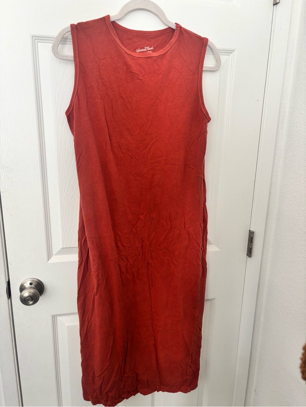 Washed Burnt Orange Sleeveless Midi Dress by Universal Thread